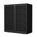 Mrosaa Outdoor Storage Cabinet Waterproof with Shelf,Resin Storage Sheds Outdoor Cabinets for tub Towels/Chemicals/Grill Items/Patio/Garden/Backyard, Size 34.3''L*15''W*36.2''H（Black）