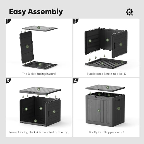 NEWBULIG 31 Gallon Outdoor Storage Box, Waterproof Deck Box with Lockable Lid, Patio Furniture Bench & Side Table, Easy Assembly, for Garden, Pool, Patio & Backyard Organization, Black