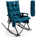 EVER ADVANCED Oversized Folding Rocking Camping Chair, Padded Portable Rocker Chair for Patio, Lawn and Outdoors, Heavy Duty Hard Armchair for Adults Supports 400lbs, Green