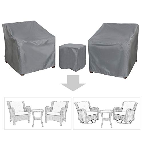 Baner Garden Patio Furniture Covers,Outdoor Furniture Cover Waterproof,Patio Furniture Set Covers for 3 Piece Outdoor Bistro,Patio Sofa Covers Set for 2 Chairs and Coffee Table,Grey