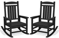 KINGYES Oversized Outdoor Rocking Chair Set of 2, High Density Polyethylene Patio Rocking Chairs with 350lbs Support for Adults,Porch Recliner Rocker, Black