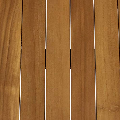 Sunnydaze 45-Inch Solid Teak Rectangular Outdoor Coffee Table - Patio Coffee Table for Outside - Light Brown Wood Stain Finish