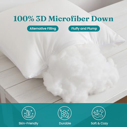 Oubonun 18 x 18 Outdoor Pillow Inserts (Pack of 2) - Square Waterproof Throw Pillow - Decorative Throw Pillows Insert for Couch Sofa Bed Patio Furniture - White Pillow