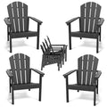 FOLAWO Adirondack Chair Set of 4, All Weather HDPE Fire Pit Chairs, Oversized Plastic Adirondack Chair for Outdoor, Balcony, Deck, Backyard, Patio, Garden, Poolside, Lawn Black