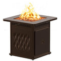 East Oak 28'' Propane Fire Pit Table, 50,000 BTU Steel Gas FirePit for Outdoor, Outside Patio Deck and Garden, CSA Certified Fire Table with Magnetic Lid, Cover-Storage Basket and Lava Rock, Brown