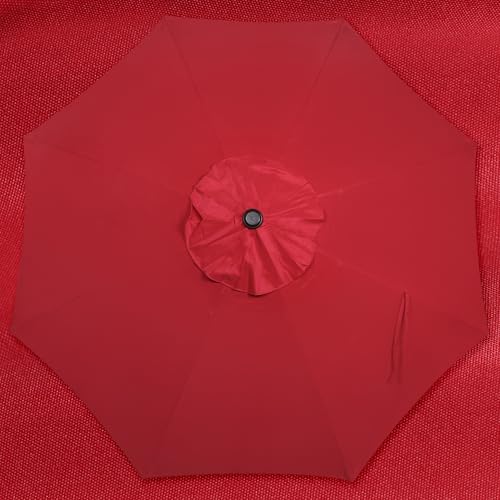Blissun 9' Outdoor Patio Umbrella, Outdoor Table Umbrella, Yard Umbrella, Market Umbrella with 8 Sturdy Ribs, Push Button Tilt and Crank (Red)