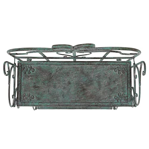 SAFAVIEH Outdoor - Tyrique Antique Dark Green Victorian Wrought Iron 4-Tier Shelf Unit, Metal Plant Stand Baker’s Rack, Decorative Patio Garden Storage, 24.8" W x 12.6" D x 65.8" H (PAT5033D)