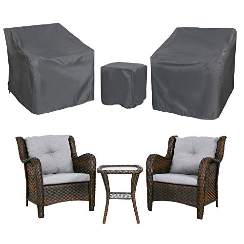 Baner Garden Patio Furniture Covers,Outdoor Furniture Cover Waterproof,Patio Furniture Set Covers for 3 Piece Outdoor Bistro,Patio Sofa Covers Set for 2 Chairs and Coffee Table,Grey