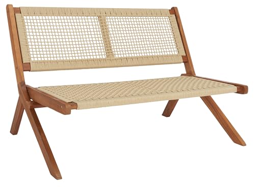 SAFAVIEH Outdoor Collection Kobina Natural/Natural Rope Solid Wood 5-Piece Conversation Patio Set
