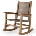 RICNOD HDPE Rocking Chair Outdoor 1 PCS, Wicker Rocking Chair for Patio, Woven Seat & Back, All Weather Rocking Chair for Front Porch, Garden, Lawn and Balcony (Brown)