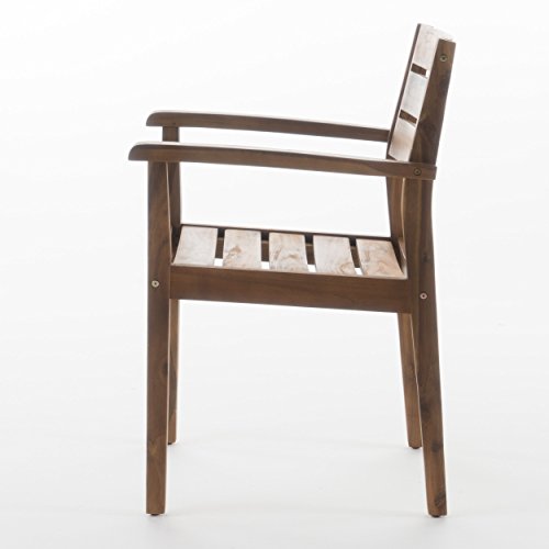 Christopher Knight Home Stamford Outdoor Acacia Wood Dining Chairs, 2-Pcs Set, Teak Finish