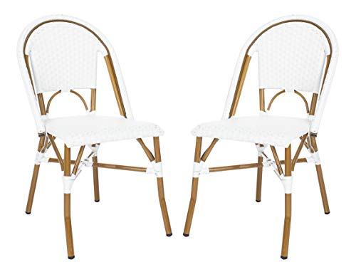 Safavieh Home Collection Hooper Indoor-Outdoor Stacking Side Chairs | Black & White | Set of 2