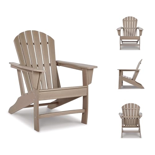 Signature Design by Ashley Sundown Treasure Outdoor Patio HDPE Adirondack Chair, Light Brown