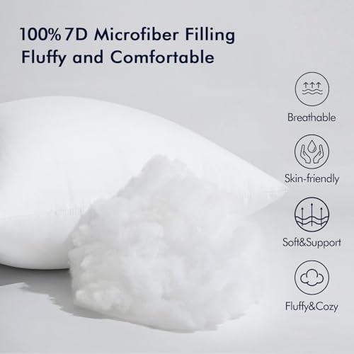 MIULEE Pack of 2 12x20 Inch Outdoor Pillow Inserts Waterproof Decorative Throw Pillow Insert, Rectangle Lumbar Garden Pillow Form for Patio Sofa Couch