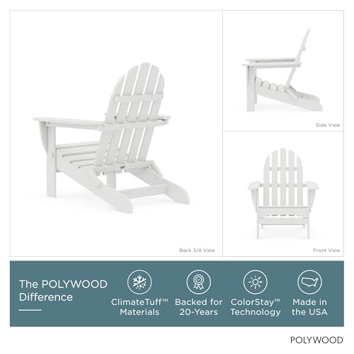 POLYWOOD AD5030WH Classic Folding Adirondack Chair, White 35.7 x 29 x 35.7 inches