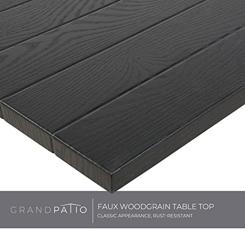 Grand patio 5-Piece Patio Dining Set for 4, E-Coated Outdoor Dining Set Swivel Patio Dining Chairs with Olefin Cushions & 1 Black Square Faux Woodgrain Dining Table with 1.5”Market Umbrella Hole