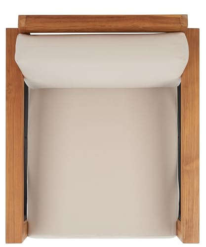 Safavieh CPT1009A Couture Curacao Brazilian Teak Outdoor Patio Club Chair, Natural/White