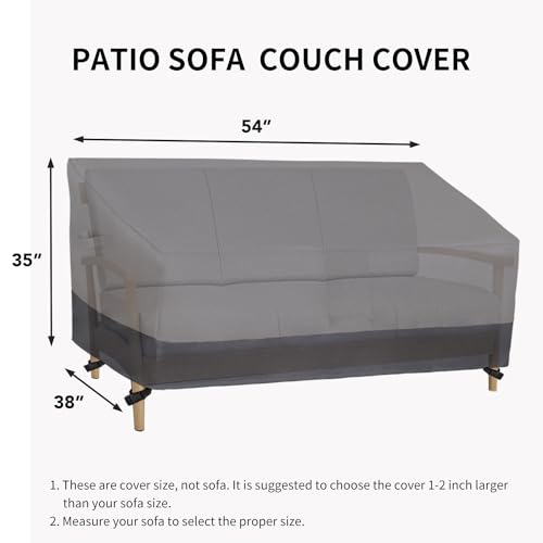 Easy-Going Waterproof Outdoor Loveseat Cover Heavy Duty Patio Furniture Couch Cover Windproof Durable (54Wx38Dx35H inch, Gray/Dark Gray)