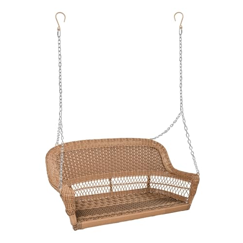 Resin Wicker Porch Swing, Honey