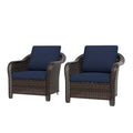 Qsoer Outdoor Wicker Chair Set of 2, All-Weather Use Patio Rattan Chair with Seat and Back Cushion, Ideal for Porch, Backyard, Balcony, Poolside, Blue