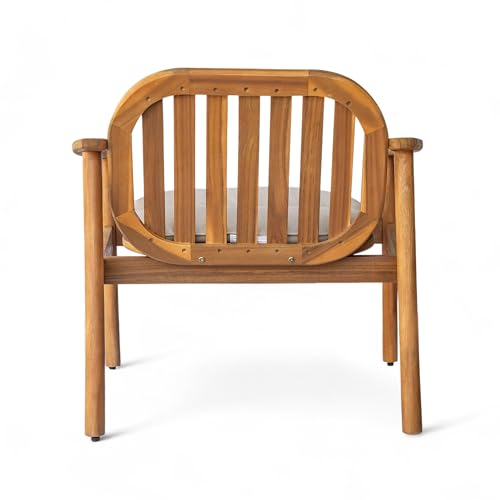 Christopher Knight Home Meja Acacia Wood Outdoor Club Chair Set of 2 with Cushion, Wooden Patio Accent Armchair, Comfy Lounge Chair Outdoor Set, Patio Furniture with Cushion, Teak+Beige