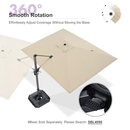 PURPLE LEAF 9' X 11.5' Patio Umbrella Outdoor Cantilever Rectangle Umbrella Aluminum Offset Umbrella with 360-degree Rotation for Garden Deck Pool Patio, Beige