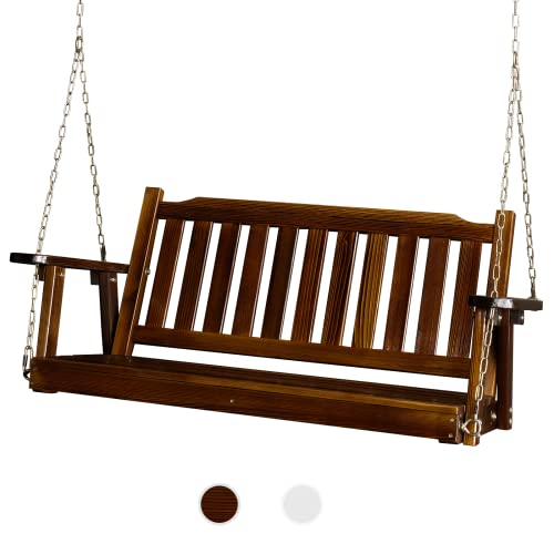 VINGLI Heavy Duty 880 LBS 4 FT Outdoor Porch Swing, Patio Hanging Swing Bench for Yard, Rustic