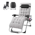 VINGLI Padded Zero Gravity Chair, Lounge Chair with Removable Cushion & Tray， Folding Reclining Patio Chairs， Recliner Chair for Lawn，Indoor and Outdoor
