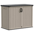 Devoko Outdoor Storage Cabinet 26 Cu Ft with Lockable Doors, Horizontal Storage Shed Waterproof Patio Tools Storage Box for Sofa Cushions, Gardening Tools and Accessories (Beige)