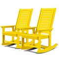 GREENVINES Outdoor Rocking Chairs | Set of 2 | Porch Rocker | HDPE Plastic | Yellow | Oversized Rockers | High Back | Big & Tall | Ladder Back | for Patio Outside Backyard Balcony Garden