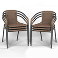 Amopatio Outdoor Dining Chairs Set of 6, Stackable Outdoor Patio Chairs, Rattan Patio Chairs Set of 6, for Porch, Deck, Yard, Garden, Poolside, Bistro, Restaurant, 6 Pack, Brown