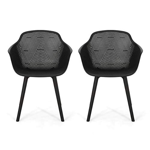 Christopher Knight Home Davina Outdoor Dining Chair (Set of 2), Polypropylene, Black