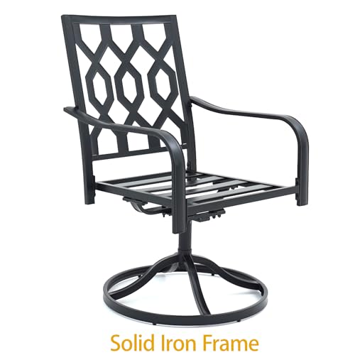 DWVO Swivel Patio Chairs Set of 2, Heavy-Duty Outdoor Swivel Chairs with 352lbs Capacity, All-Weather Metal Frame & Red Plush Cushions with Lumbar Pillow for Patio Deck Poolside Balcony Backyard