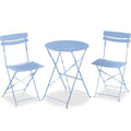 Best Choice Products 3-Piece Bistro Set, Space Saving Folding Design, Solid Steel, Outdoor Patio Furniture Set w/ 2 Chairs, Bistro Table - Light Blue