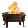 EcoNook 36 Inch Fire Pit with Grill & Lid, Fireplace & Round Table & BBQ 3 in 1 Fire Pit,Heavy Duty Wood Burning Fire Pits for Outside with Fire Poker, Waterproof Cover & Log Grate