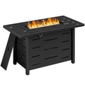 43 Inch Propane Fire Pit Table for Patio & Backyard, 50,000 BTU Steel Gas Fire Pit with Lid & Lava Rocks, Outdoor Table Heater for Deck, Garden, Smokeless Flame