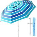Alfolive 8FT. Large Beach Umbrella with Heavy Duty Sand Anchor & Tilt Sun Shelter, UPF50+ UV Protection, Wind Resistance, Waterproof Canopy, Portable for Beach Outdoor Patio Yard Garden Pool, Blue