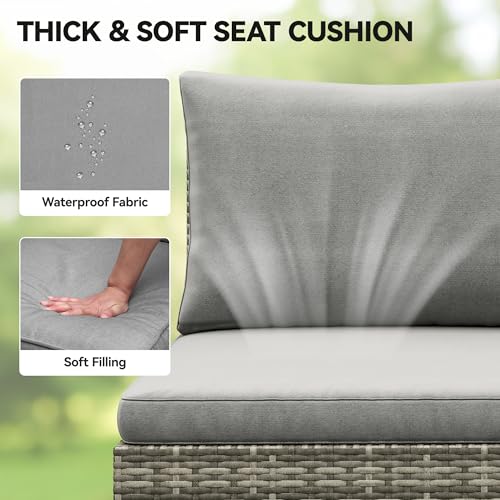 YITAHOME 9 Piece Patio Furniture Set, All-Weather Wicker Outdoor Sectional Sofa with Lift-Top Coffee Table & Ottoman, Patio Conversation Set for Deck, Backyard, Porch - Gray Gradient