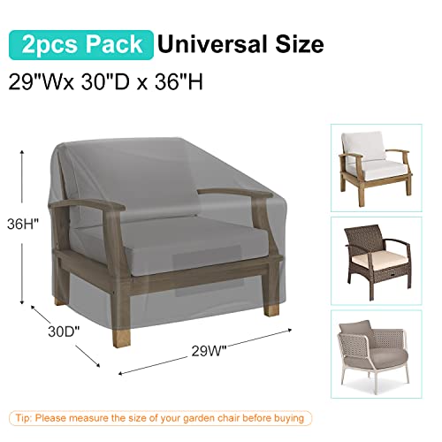 BROSYDA Patio Chair Covers for Outdoor Furniture Waterproof 2 Pack, Lawn Chair Covers 600D Heavy Duty Oxford Cloth, Large Covers for Lounge Lawn Deep Seat Black 29"W×30"D×36"H