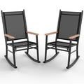 Shintenchi Outdoor Rocking Chairs Set of 2,Upgraded High Back Patio Rocking Chair Set,Breathable Textilene Fabric Outdoor Rocking Chair for Porch,Patio,Garden,Balcony,Black