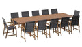 Amazonia Franklin 9-Piece Rectangular Extendable Patio Dining Set Teak Finish and Weather-Net Technology Ideal for Outdoors and Indoors