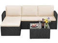 Devoko Patio Sofa,Outdoor Furniture Set 4 Pieces,Wicker Sectional Couch with Glass Desktop and 75.9in Wide Backrest for Backyard, Deck,Porch & Poolside(Black)