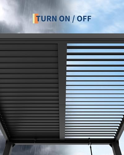 10x10 FT Louvered Pergola, Outdoor Aluminum Pergola with Adjustable Roof & Integrated Drainage System, Heavy Duty Hardtop Gazebo for Patio, Deck, Garden & Backyard