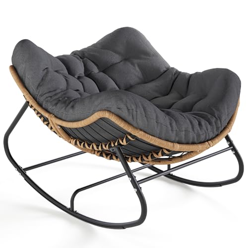 Aoitun Ergonomic Outdoor Racking Chair - All-Weather HDPE Patio Rocking Chair for Front Porch, 300 LBS Capacity