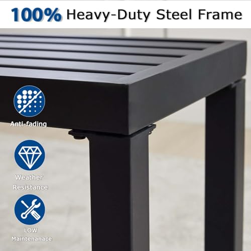 Stabrech Black Outdoor Backless Bench for Garden, Set of 2, Metal Outdoor Bench Weatherproof, Patio Benches for Outdoors, Benches Seat for Backyard, Porch, Plant Stand and Holder