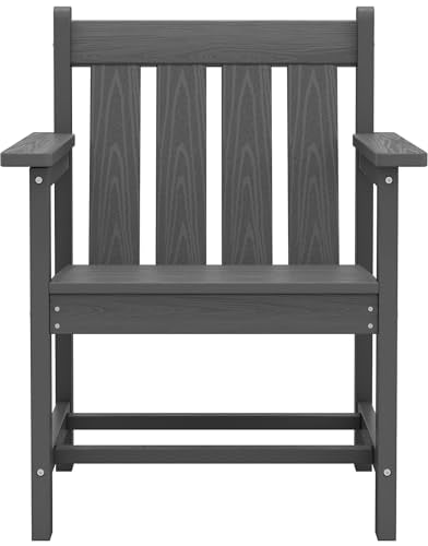 SEWRWALL 3 Pieces Patio Bistro Set, All Weather Adirondack Chair Set with Side Table, HDPE Material Outdoor Patio Furniture Set for Balcony, Porch, Garden, Backyard- Gray