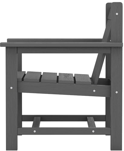 SEWRWALL 3 Pieces Patio Bistro Set, All Weather Adirondack Chair Set with Side Table, HDPE Material Outdoor Patio Furniture Set for Balcony, Porch, Garden, Backyard- Gray