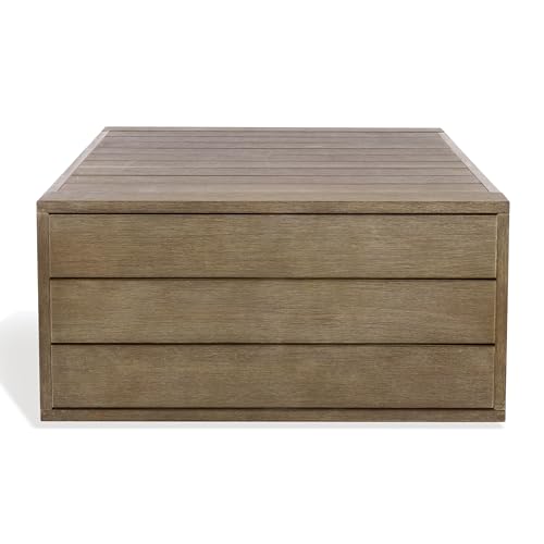 SAFAVIEH Couture Outdoor Collection Santiago Natural Solid Wood Coffee Table