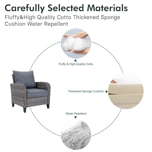 Grand patio Outdoor Loveseat Chair, Wicker Sectional Patio Sofa with Comfy Cushions