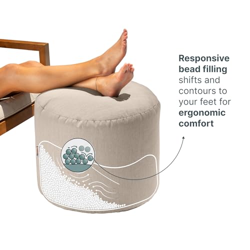 Jaxx Spring Indoor/Outdoor Bean Bag Pouf Ottoman, Sunbrella Flax